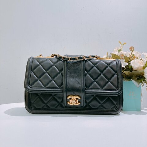 TW4698 Chanel 香奈兒 翻蓋單肩包 羊皮 黑金Elegant CC Flap Bag 26cm Lambskin Black x GHW