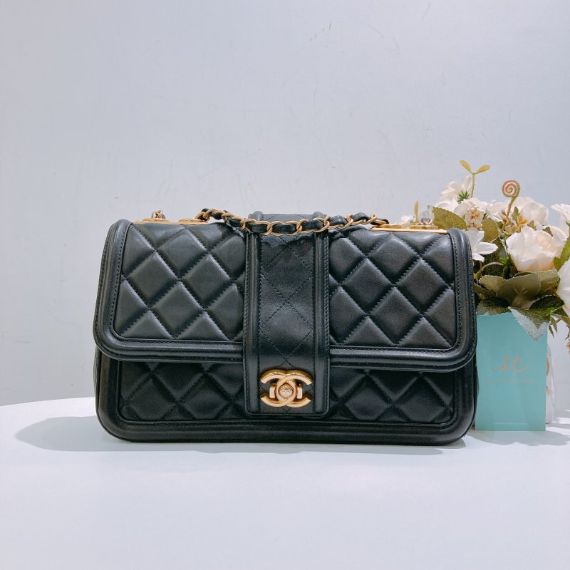 TW4698 Chanel 香奈兒 翻蓋單肩包 羊皮 黑金Elegant CC Flap Bag 26cm Lambskin Black x GHW-0