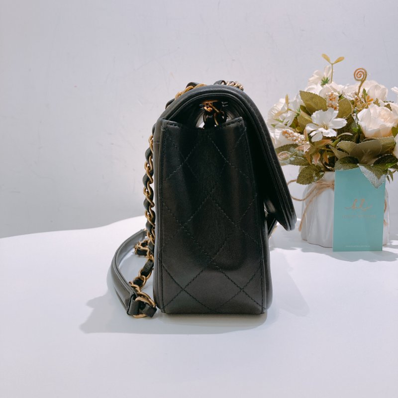 TW4698 Chanel 香奈兒 翻蓋單肩包 羊皮 黑金Elegant CC Flap Bag 26cm Lambskin Black x GHW-2