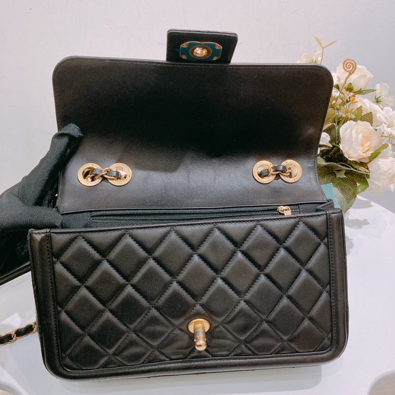 TW4698 Chanel 香奈兒 翻蓋單肩包 羊皮 黑金Elegant CC Flap Bag 26cm Lambskin Black x GHW-14