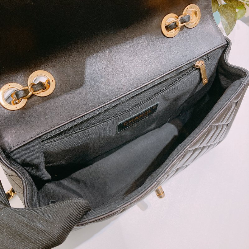 TW4698 Chanel 香奈兒 翻蓋單肩包 羊皮 黑金Elegant CC Flap Bag 26cm Lambskin Black x GHW-16