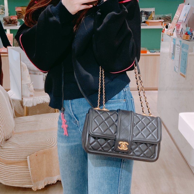 TW4698 Chanel 香奈兒 翻蓋單肩包 羊皮 黑金Elegant CC Flap Bag 26cm Lambskin Black x GHW-21