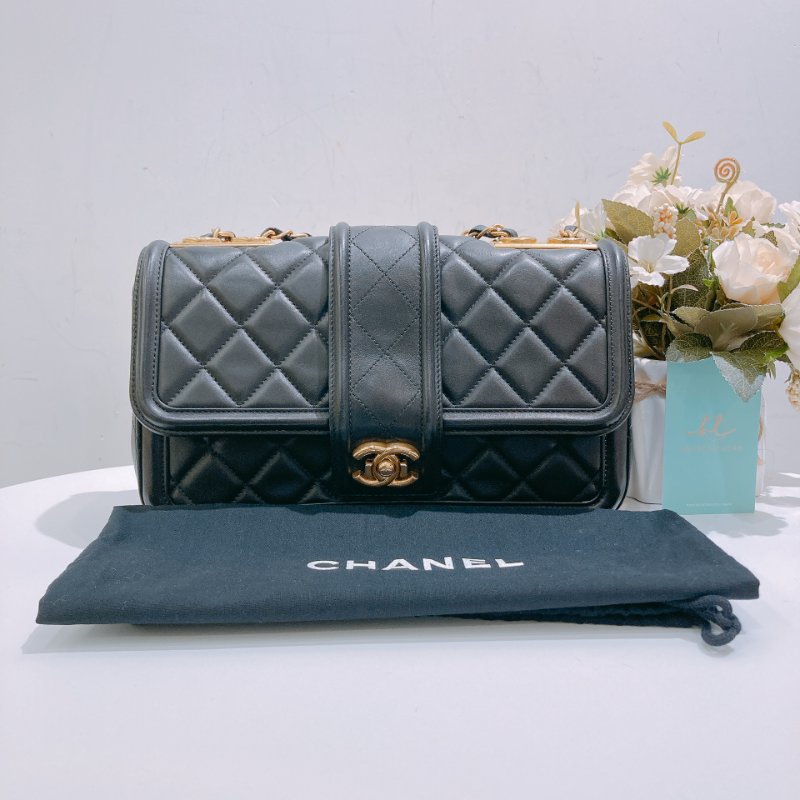 TW4698 Chanel 香奈兒 翻蓋單肩包 羊皮 黑金Elegant CC Flap Bag 26cm Lambskin Black x GHW-22