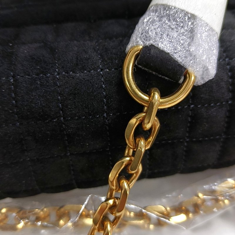 CELINE C黑色絨面革斜挎包手提包單肩包金色五金-13