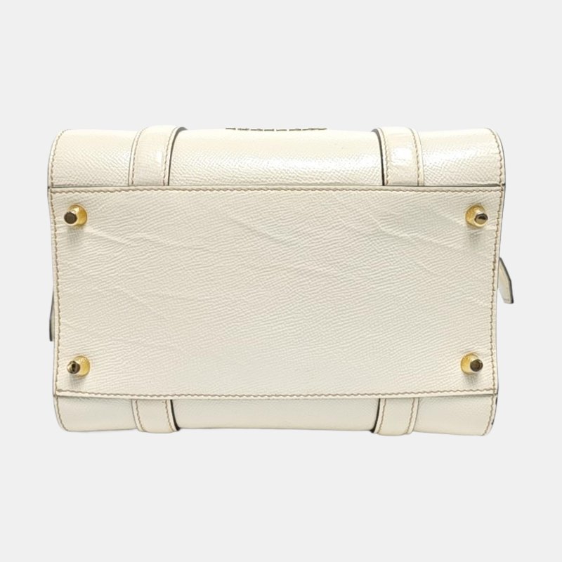 BURBERRY Dinton米色牛皮單肩包手提包斜挎包金色五金可拆卸肩帶-5