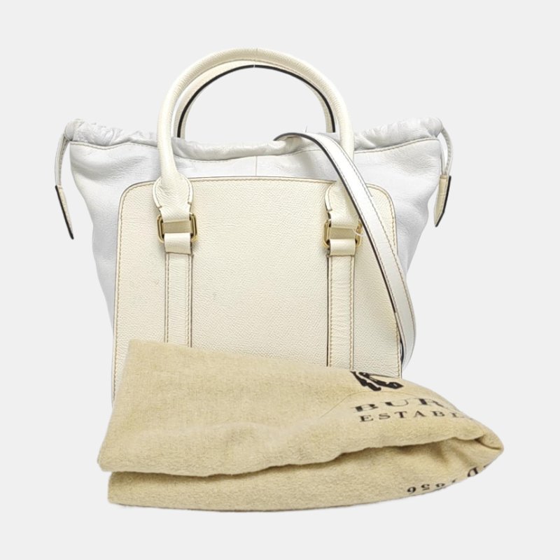 BURBERRY Dinton米色牛皮單肩包手提包斜挎包金色五金可拆卸肩帶-7