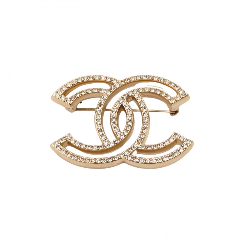 CHANEL 合金18V大雙C水鑽胸針-0