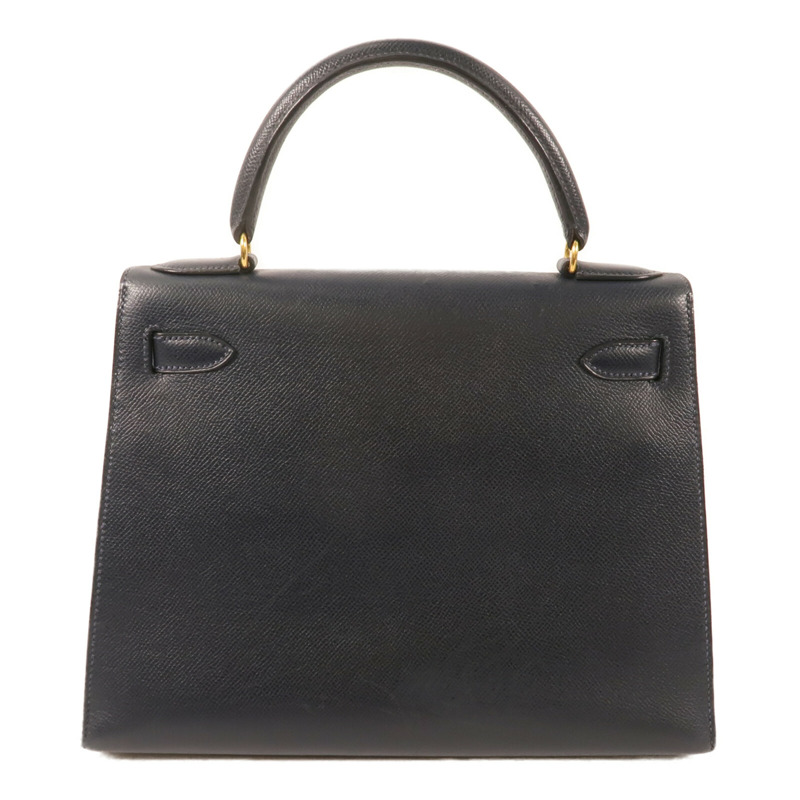 HERMES Epsom皮革Kelly 28金扣手挽肩背兩用袋Bleu Saphir-1