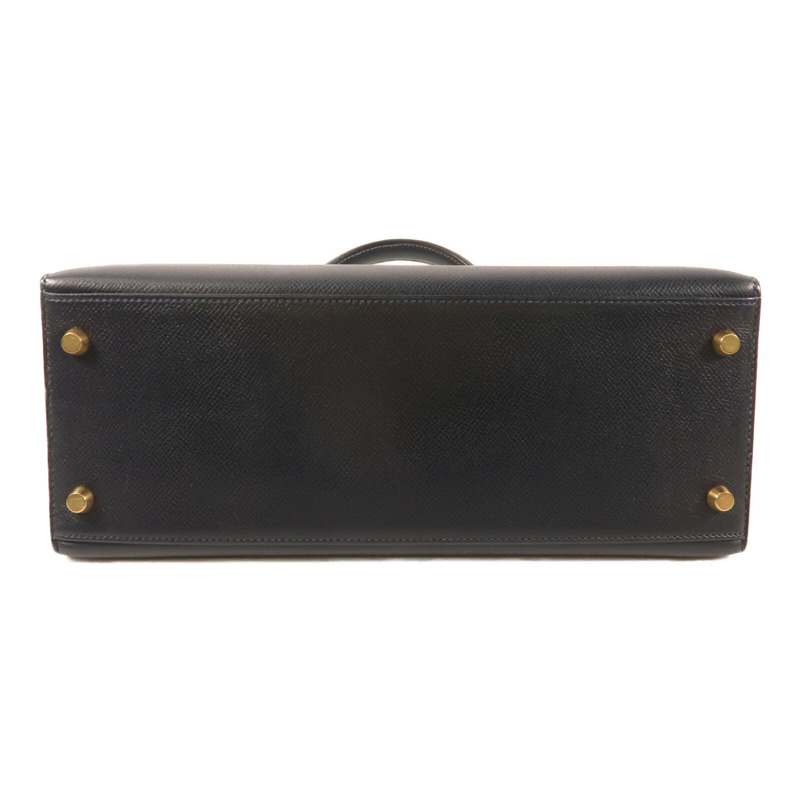 HERMES Epsom皮革Kelly 28金扣手挽肩背兩用袋Bleu Saphir-3