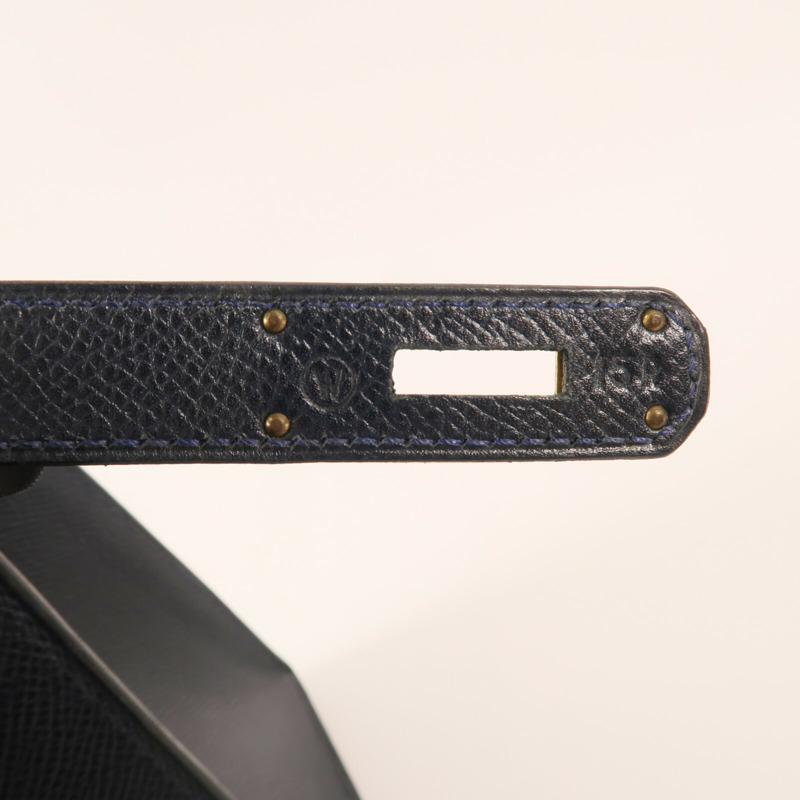 HERMES Epsom皮革Kelly 28金扣手挽肩背兩用袋Bleu Saphir-12