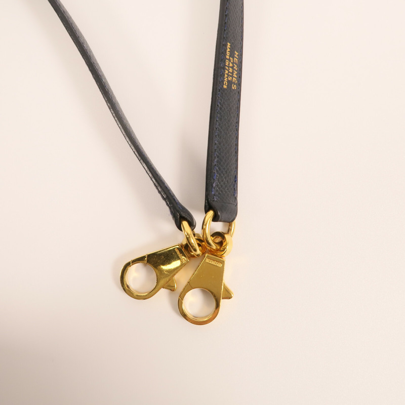 HERMES Epsom皮革Kelly 28金扣手挽肩背兩用袋Bleu Saphir-14