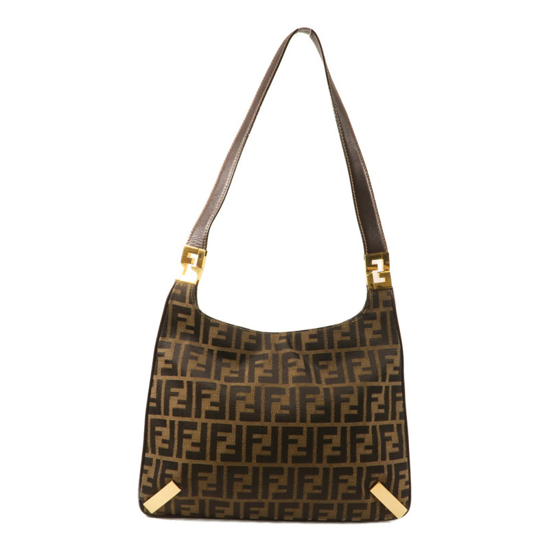 FENDI 帆布Zucca Hobo Bag金扣肩背袋-0