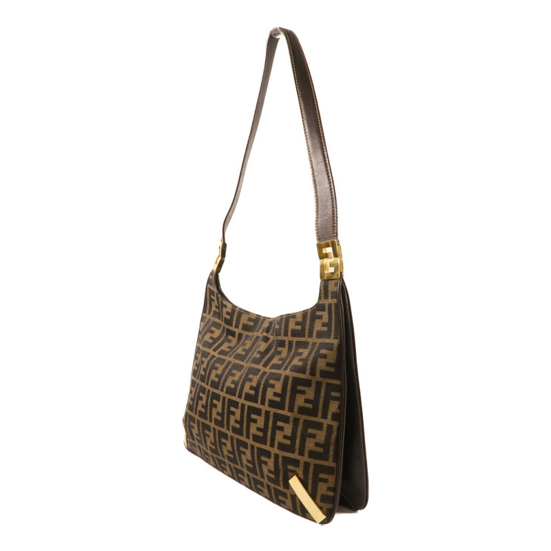 FENDI 帆布Zucca Hobo Bag金扣肩背袋-2