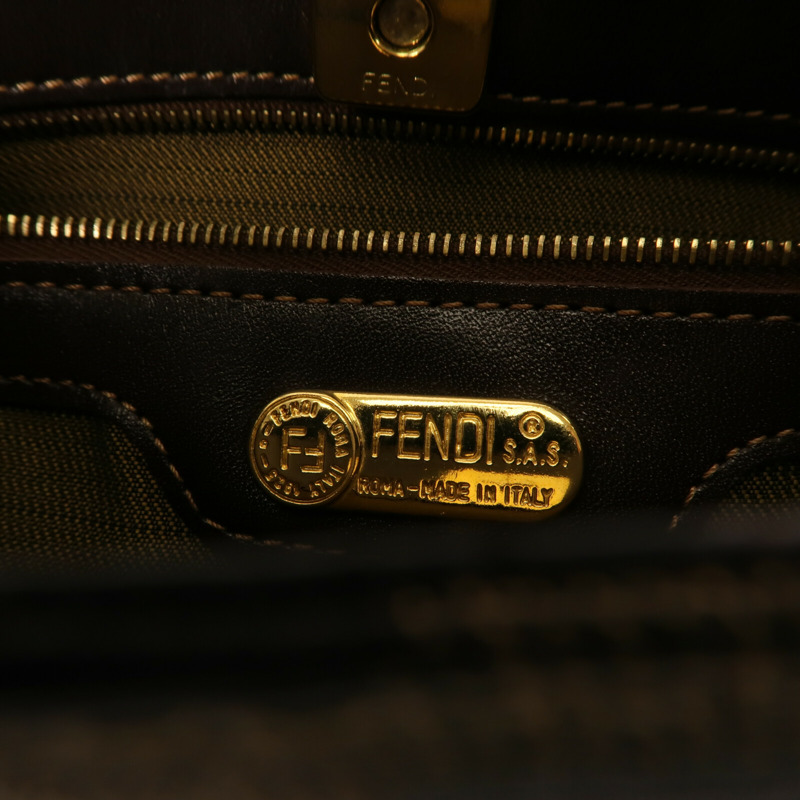 FENDI 帆布Zucca Hobo Bag金扣肩背袋-10