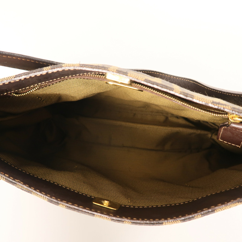 FENDI 帆布Zucca Hobo Bag金扣肩背袋-12