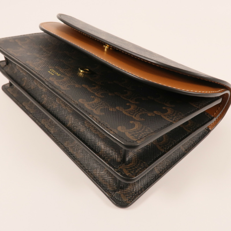 CELINE 塗層帆布Wallet On Strap金扣肩背袋-4