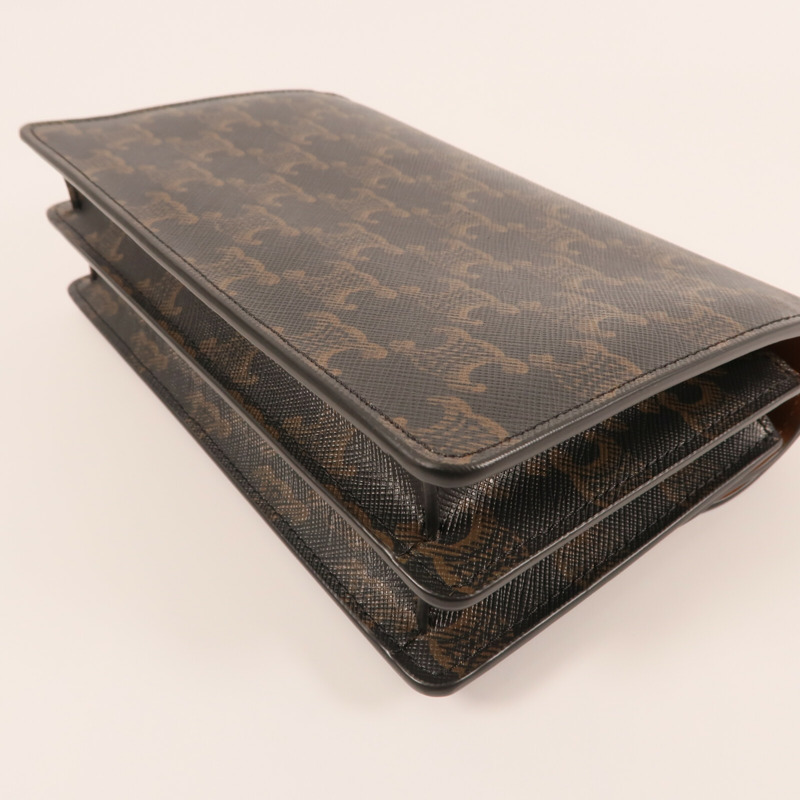 CELINE 塗層帆布Wallet On Strap金扣肩背袋-6