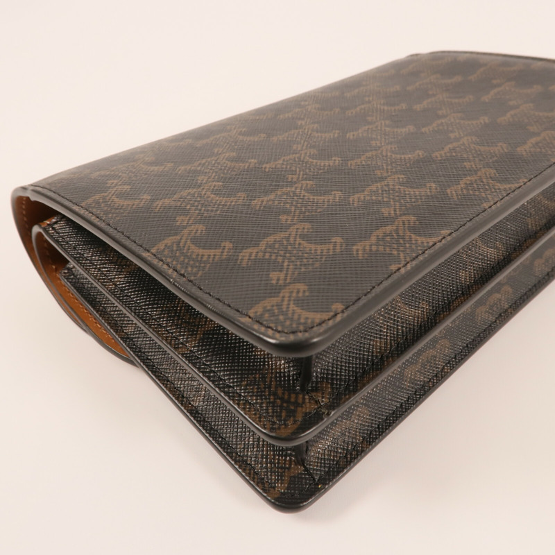 CELINE 塗層帆布Wallet On Strap金扣肩背袋-7