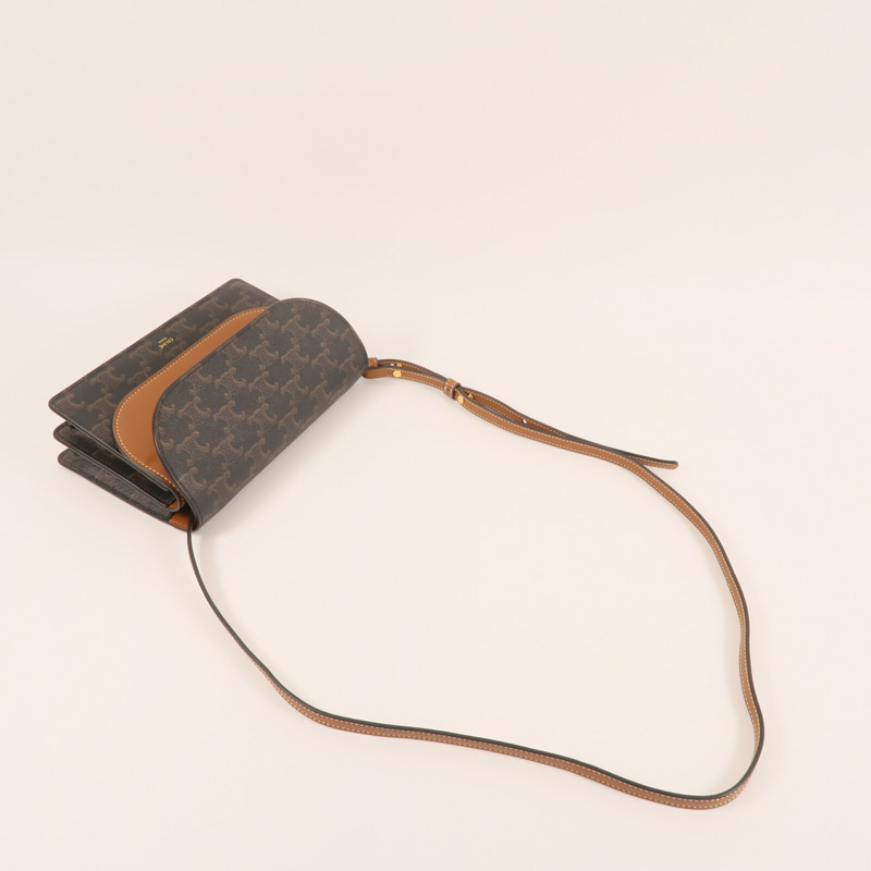 CELINE 塗層帆布Wallet On Strap金扣肩背袋-8