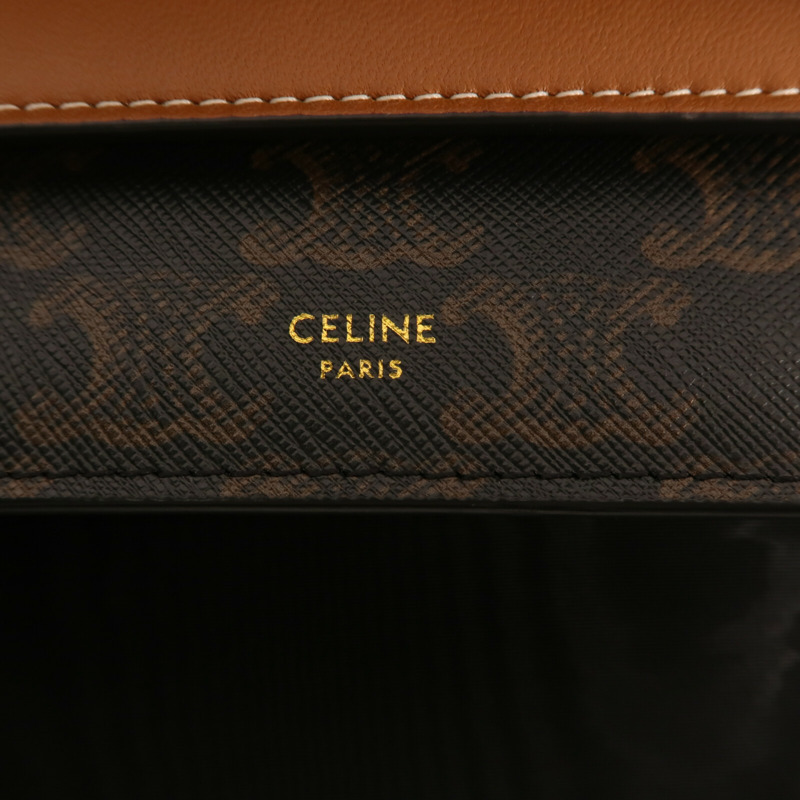 CELINE 塗層帆布Wallet On Strap金扣肩背袋-10