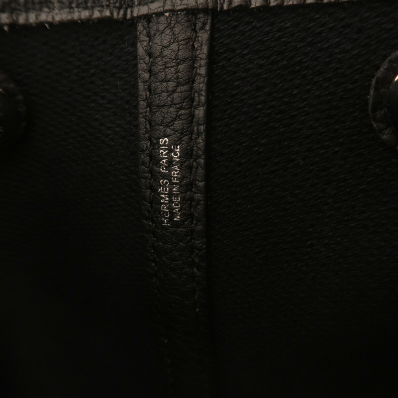 HERMES 帆布/牛皮皮革GardenParty PM銀扣手挽袋-11