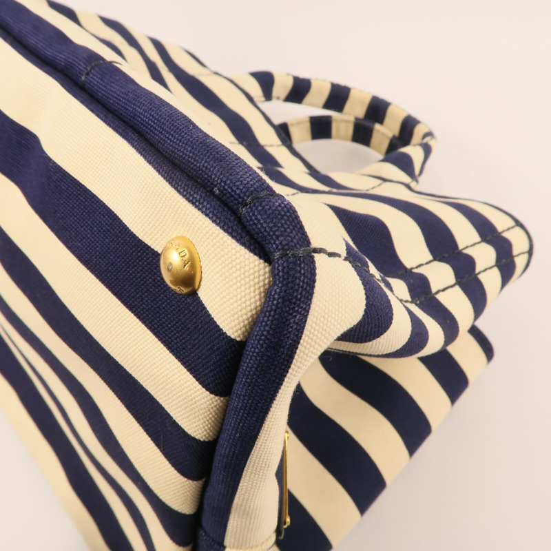 PRADA 帆布Canapa Handbag金扣手挽袋-7