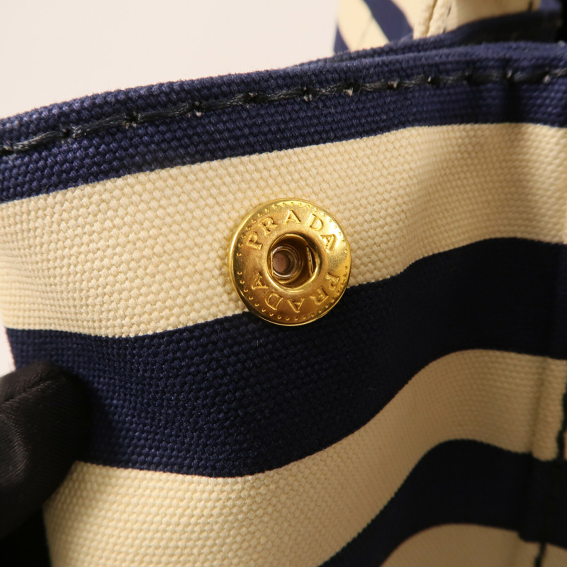 PRADA 帆布Canapa Handbag金扣手挽袋-9