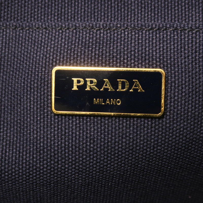 PRADA 帆布Canapa Handbag金扣手挽袋-12