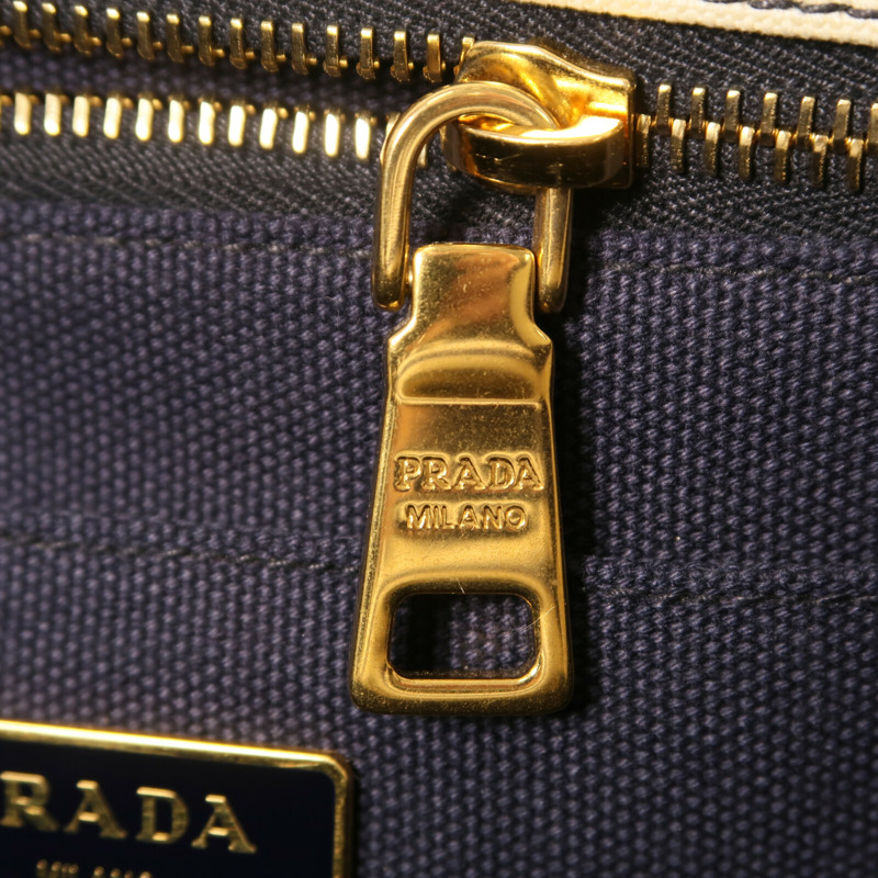 PRADA 帆布Canapa Handbag金扣手挽袋-13