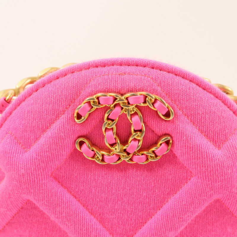 CHANEL 布料Jersey 19金扣鏈帶肩背袋-10