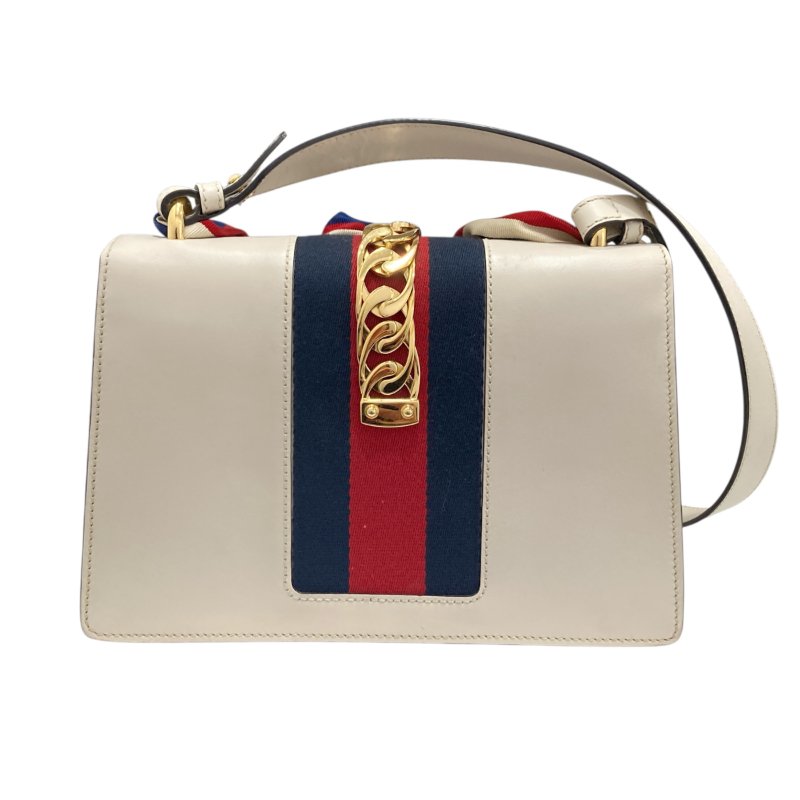 GUCCI 古馳 421332 Small Sylvie Shoulder Bag 小牛皮 肩背包 白色 金釦-1