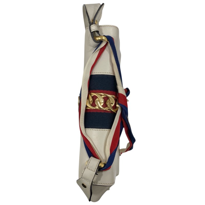 GUCCI 古馳 421332 Small Sylvie Shoulder Bag 小牛皮 肩背包 白色 金釦-5