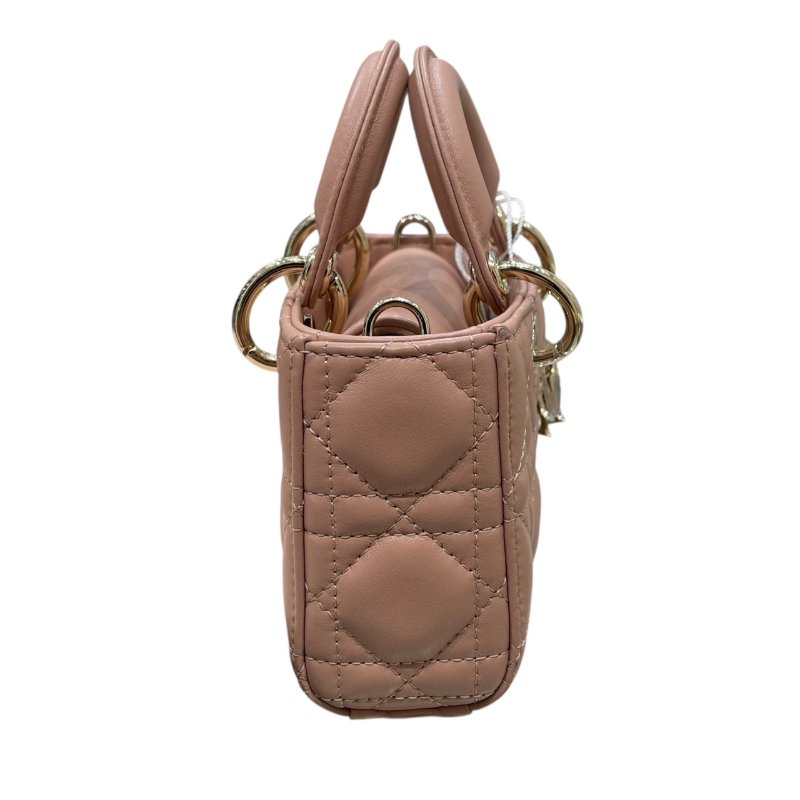 DIOR 迪奧 LADY D-JOY MINI 迷你三用包 皮革 粉色 金釦-3