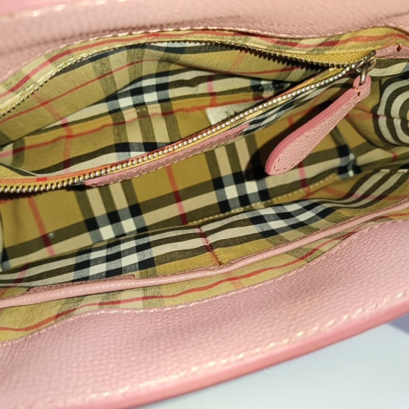 BURBERRY The Banner小號粉色牛皮單肩包手提包斜挎包銀色五金可拆卸肩帶-6