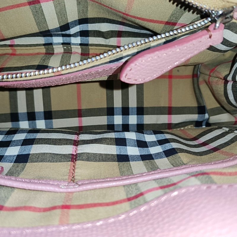 BURBERRY The Banner小號粉色牛皮單肩包手提包斜挎包銀色五金可拆卸肩帶-10