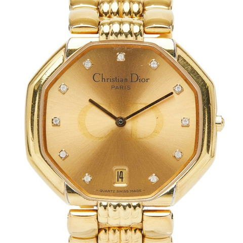 Dior Depose Octagon腕錶 D45154 瑞士石英錶 金色錶盤 不鏽鋼男士腕錶