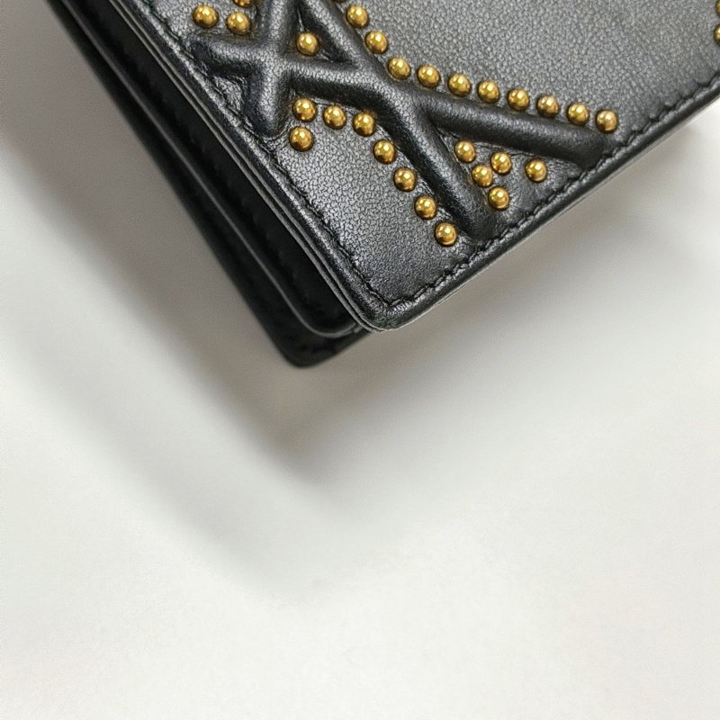 DIOR Diorama黑色牛皮藤格紋鉚釘盾牌包單肩包斜挎包金色五金可拆卸肩帶-11