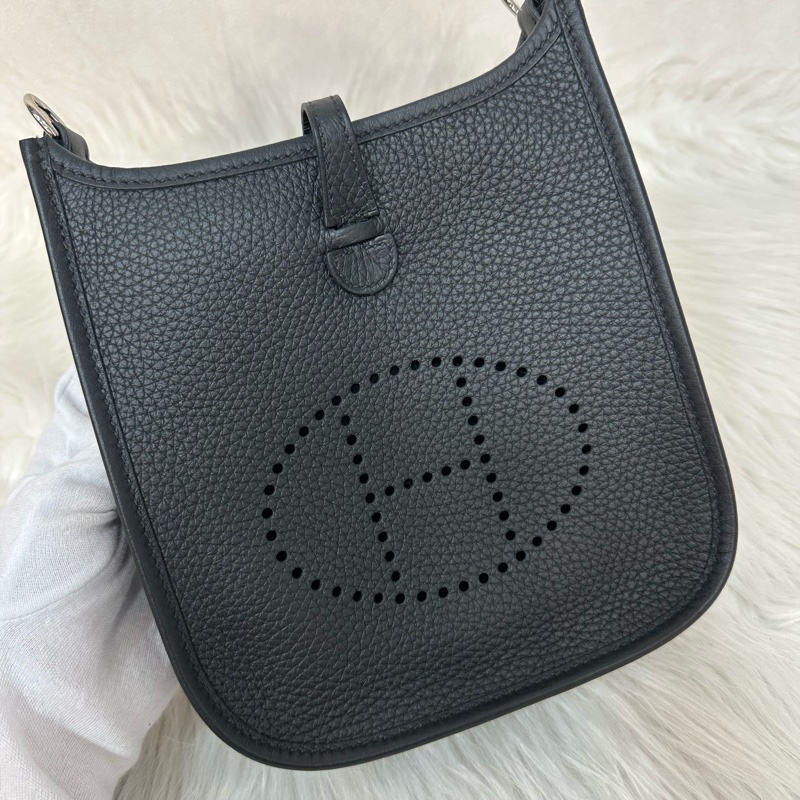 hermes 89黑TC皮銀扣mini evelyne-5