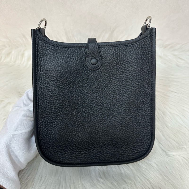 hermes 89黑TC皮銀扣mini evelyne-7