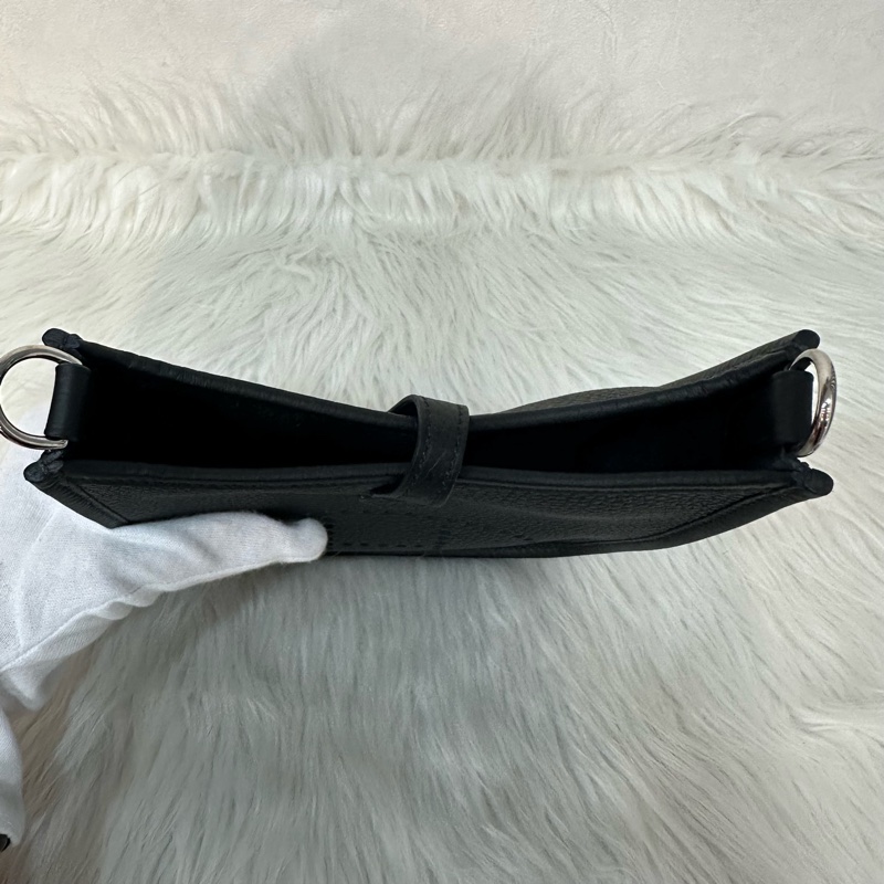 hermes 89黑TC皮銀扣mini evelyne-15