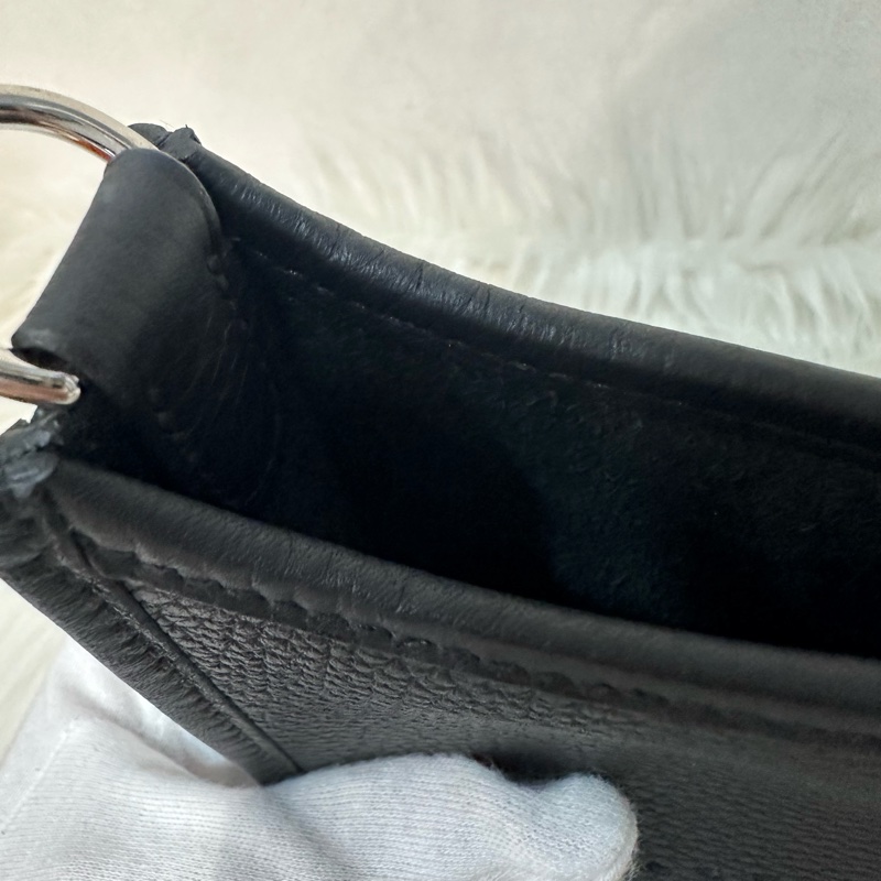 hermes 89黑TC皮銀扣mini evelyne-16
