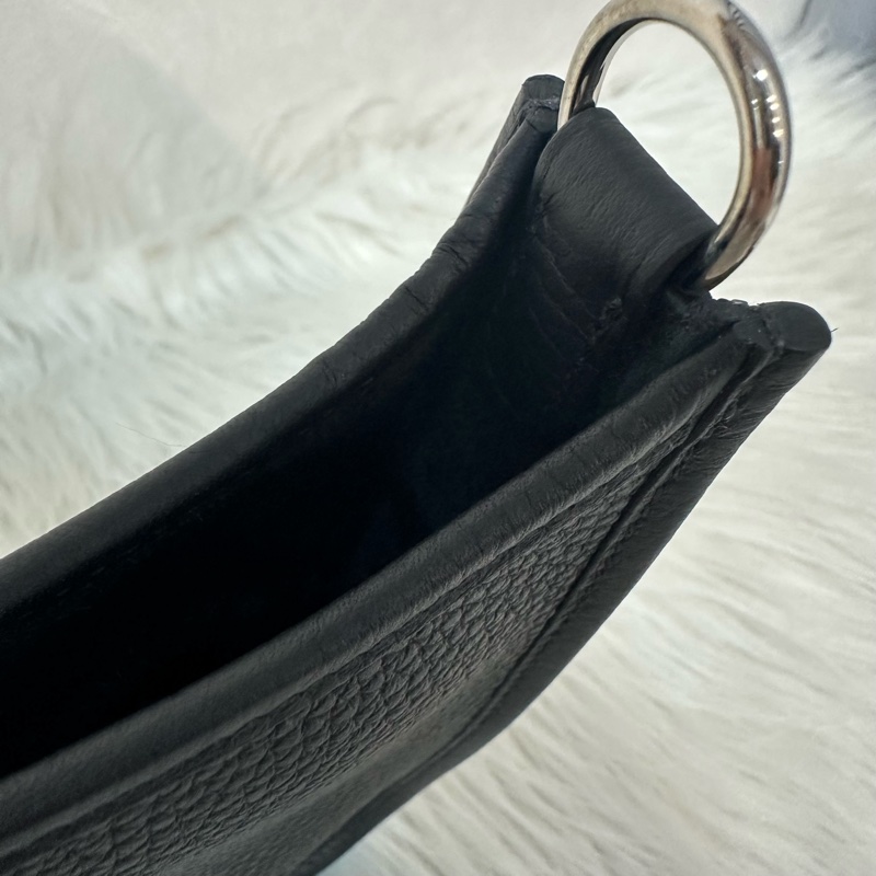 hermes 89黑TC皮銀扣mini evelyne-17
