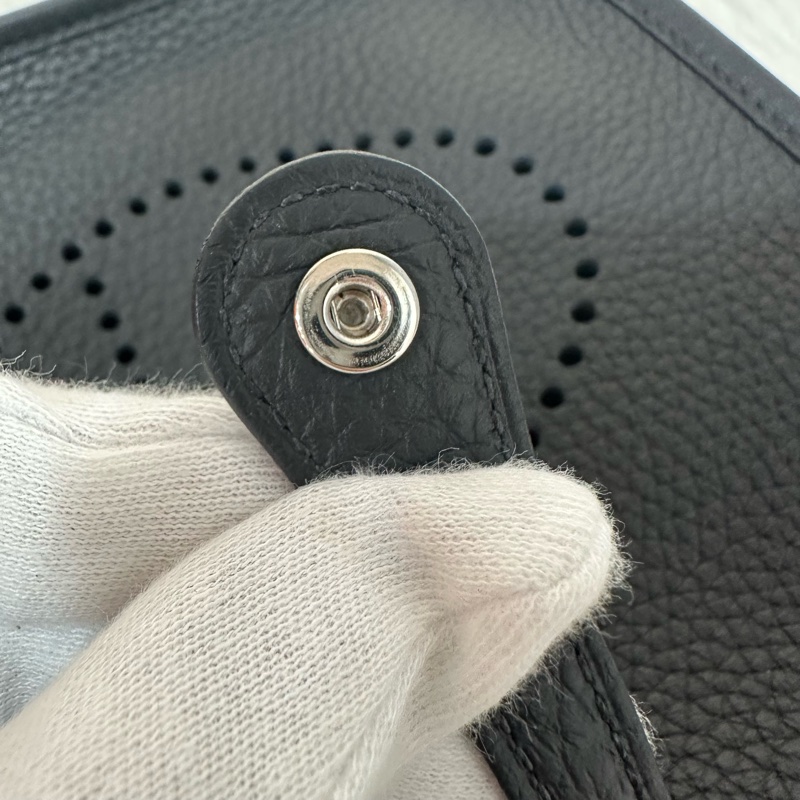 hermes 89黑TC皮銀扣mini evelyne-18