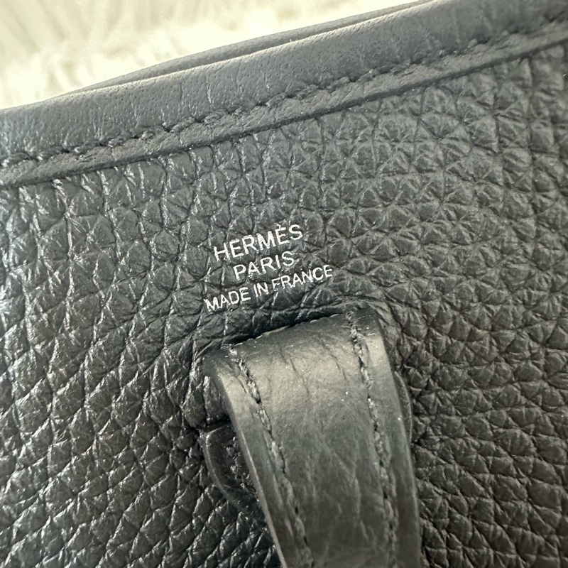 hermes 89黑TC皮銀扣mini evelyne-19