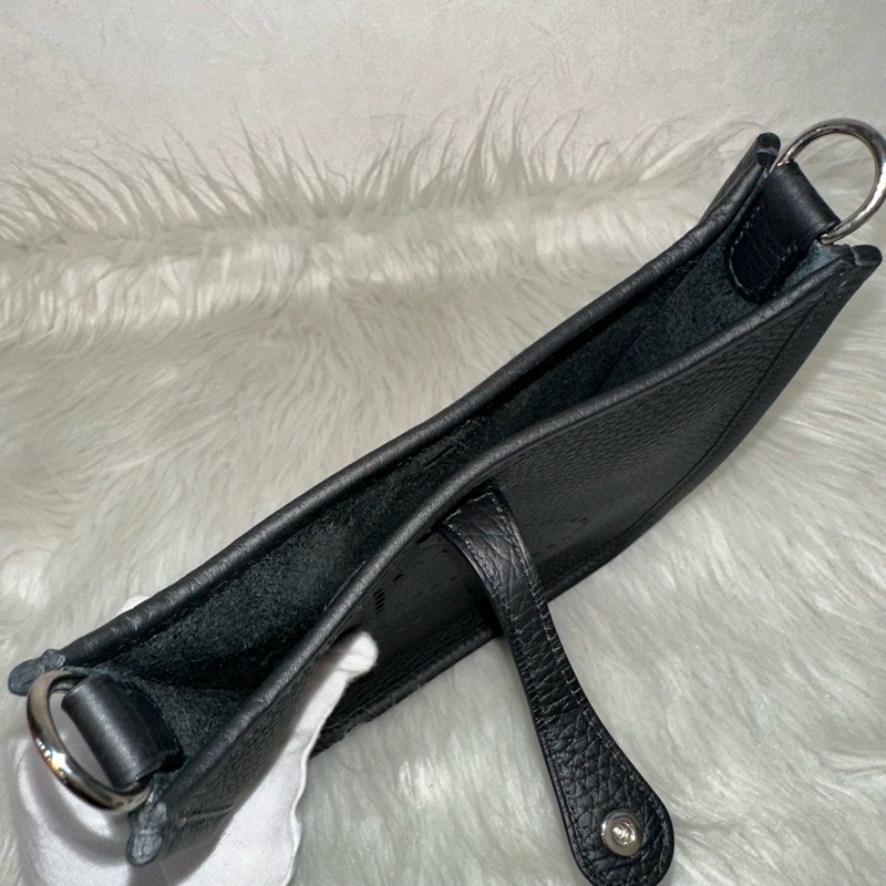 hermes 89黑TC皮銀扣mini evelyne-25