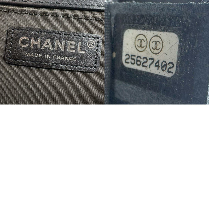 香奈兒 Boy Chanel 單肩包，皮革，金屬藍灰色，銀色，女士，Z8418-4