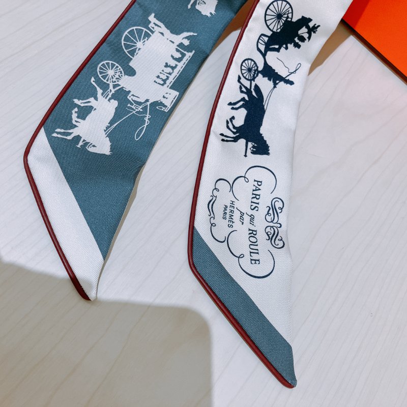 TK1939	 Hermes  愛馬仕 雙面 Twilly Paris En Roue Libre De Tout raie / caban / ardoise-1