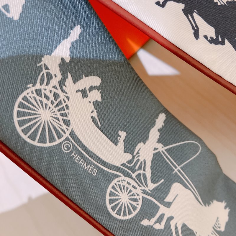 TK1939	 Hermes  愛馬仕 雙面 Twilly Paris En Roue Libre De Tout raie / caban / ardoise-3