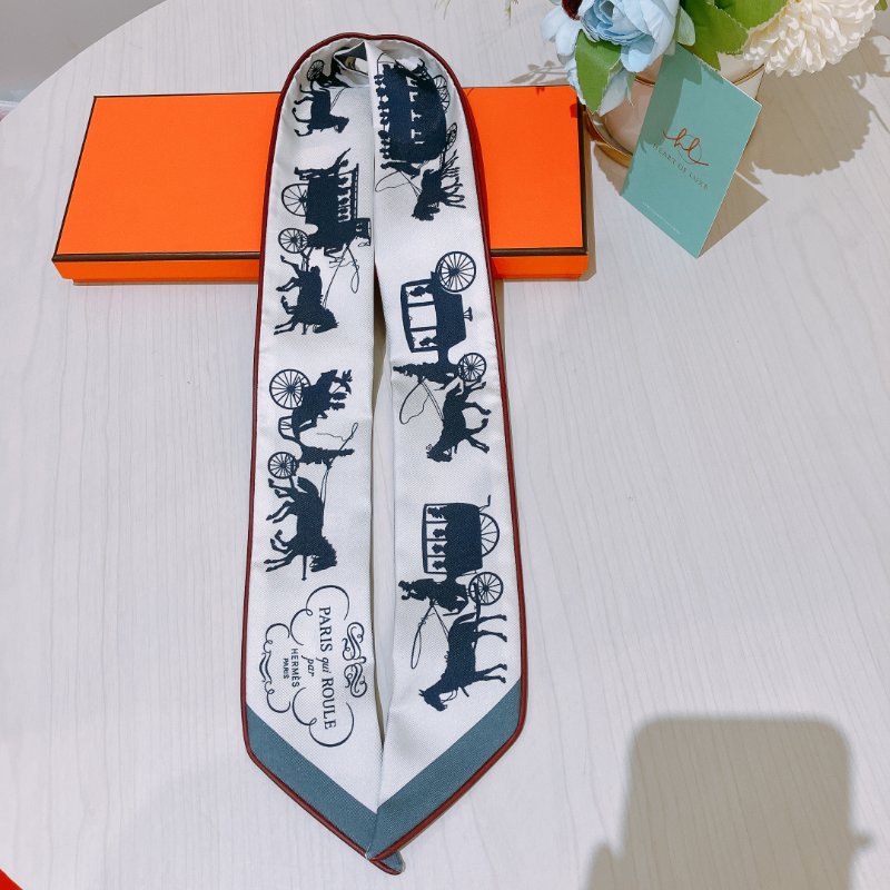 TK1939	 Hermes  愛馬仕 雙面 Twilly Paris En Roue Libre De Tout raie / caban / ardoise-5