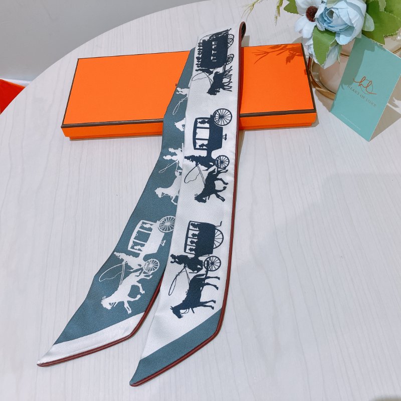 TK1939	 Hermes  愛馬仕 雙面 Twilly Paris En Roue Libre De Tout raie / caban / ardoise-10